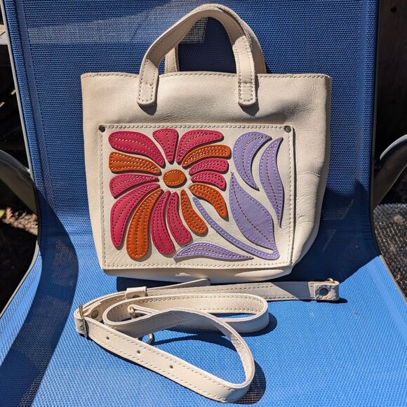 Portland Leather Goods Bone Folklore Mini Crossbody Tote with Zipper PLG - Picture 1 of 6